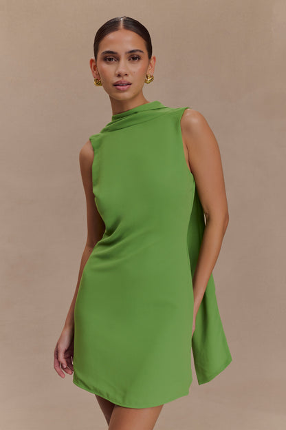 Robe mini drapée avec écharpe Wynter - Verte