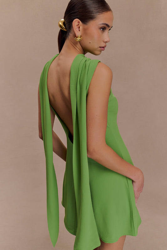 Robe mini drapée avec écharpe Wynter - Verte