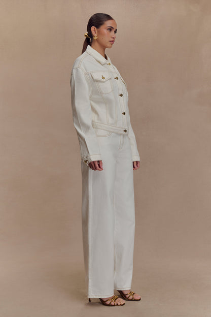 Veste en jean à taille ajustée Kirra - Blanche