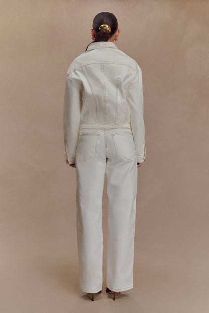 Veste en jean à taille ajustée Kirra - Blanche