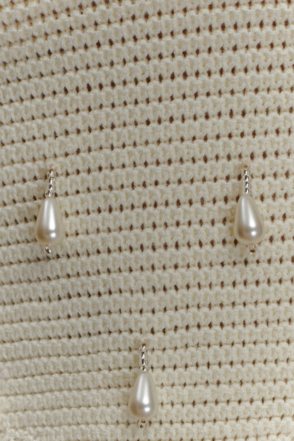 Halter en tricot perlé Aletta - Ivoire