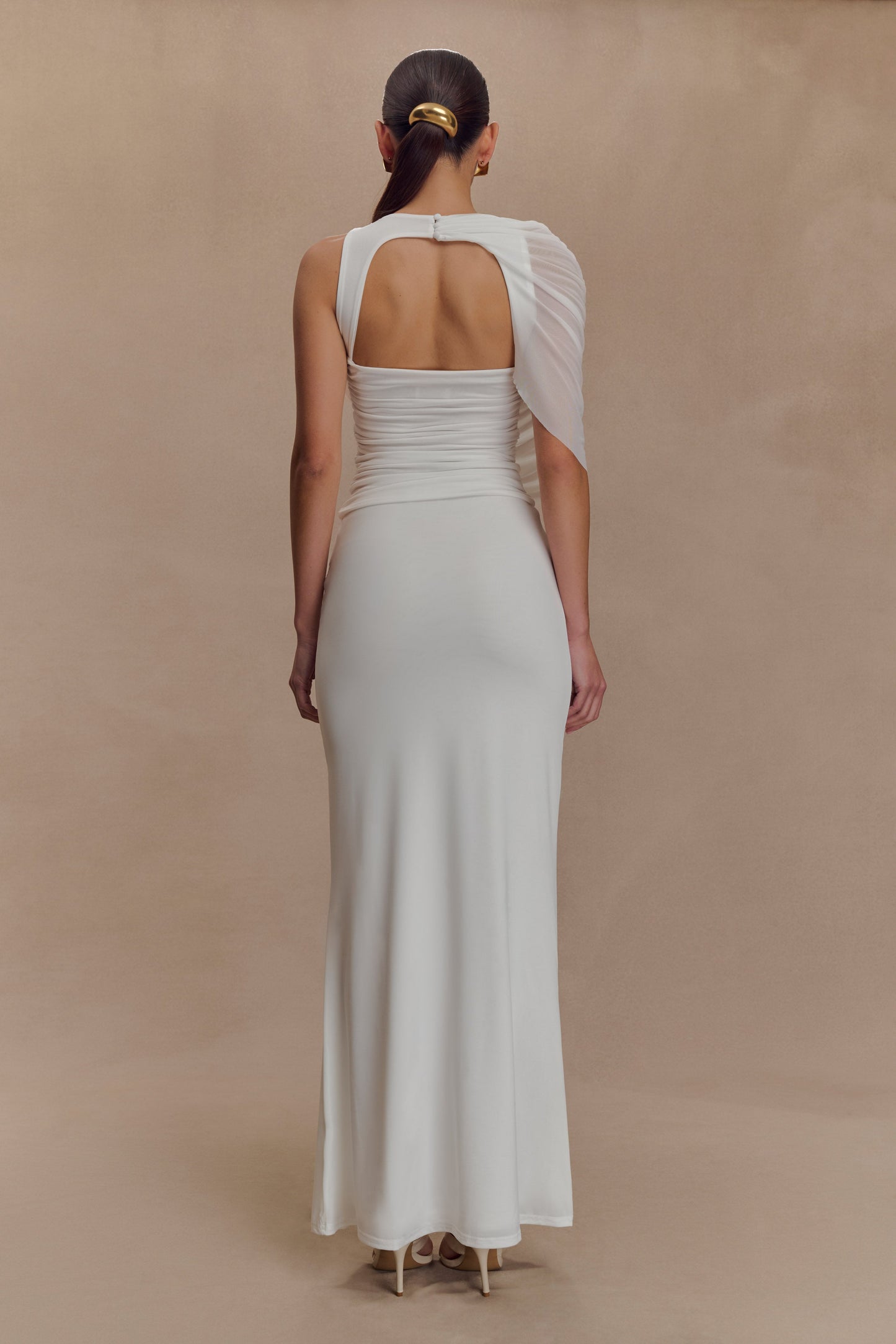 Top fluide et ample Pruedance avec superposition en mesh - Blanc