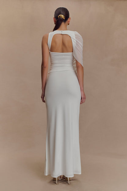 Top fluide et ample Pruedance avec superposition en mesh - Blanc