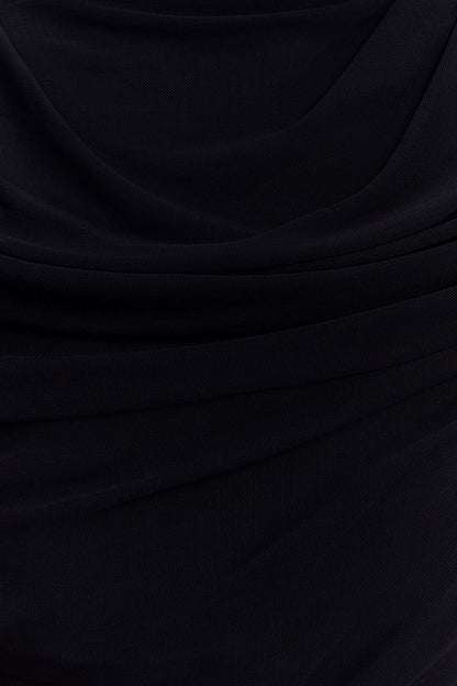 Top fluide et drapé Pruedance avec superposition en mesh - Noir