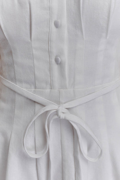 Mini-robe en lin à boutons Aysha - Blanc