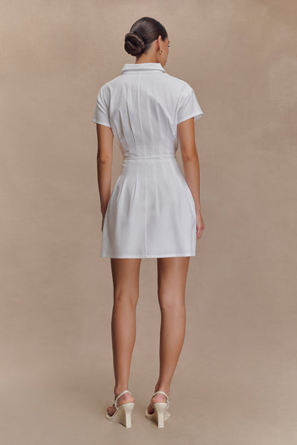 Mini-robe en lin à boutons Aysha - Blanc
