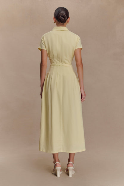 Robe midi en lin à boutons Aysha - Citron