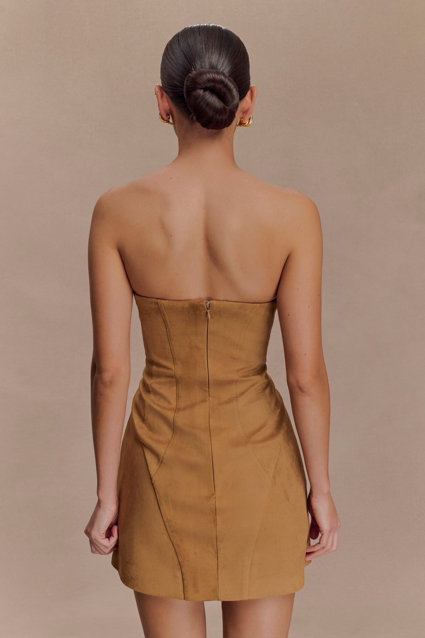 Mini-robe en similicuir de daim Andy - Camel