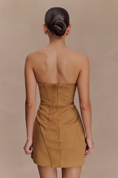 Mini-robe en similicuir de daim Andy - Camel