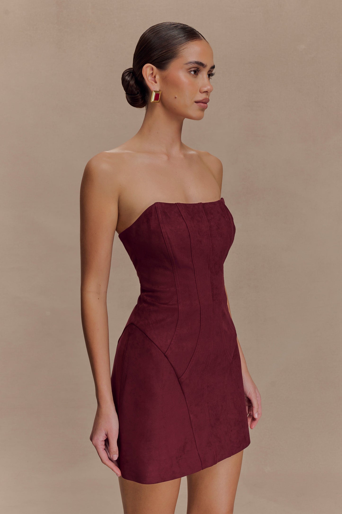 Mini-robe Andy en similicuir - Vin rouge