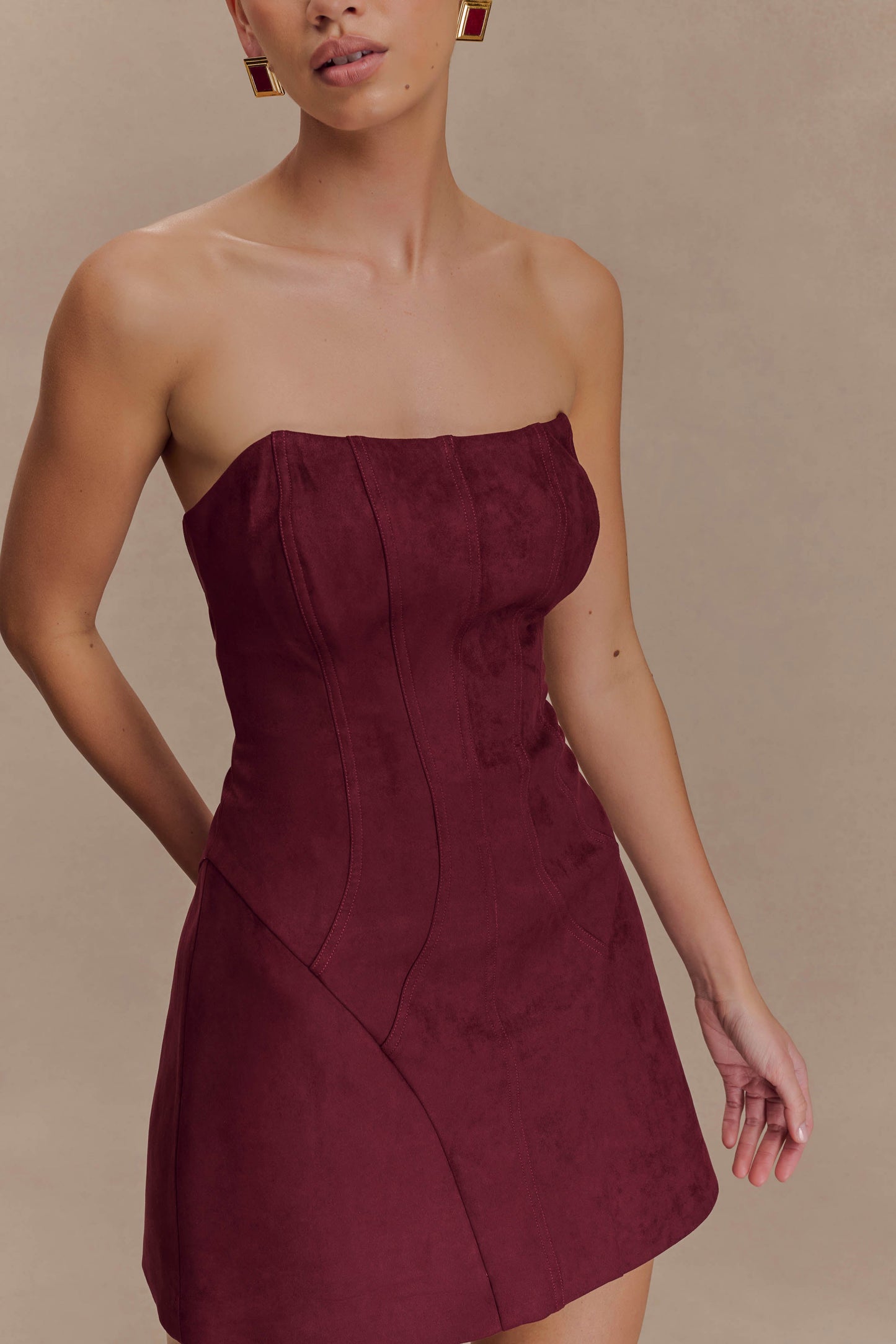 Mini-robe Andy en similicuir - Vin rouge