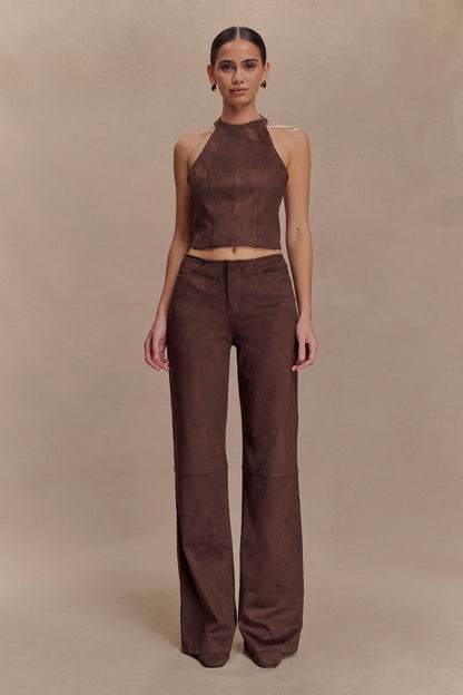 Pantalon Logan en similicuir - Chocolat noir
