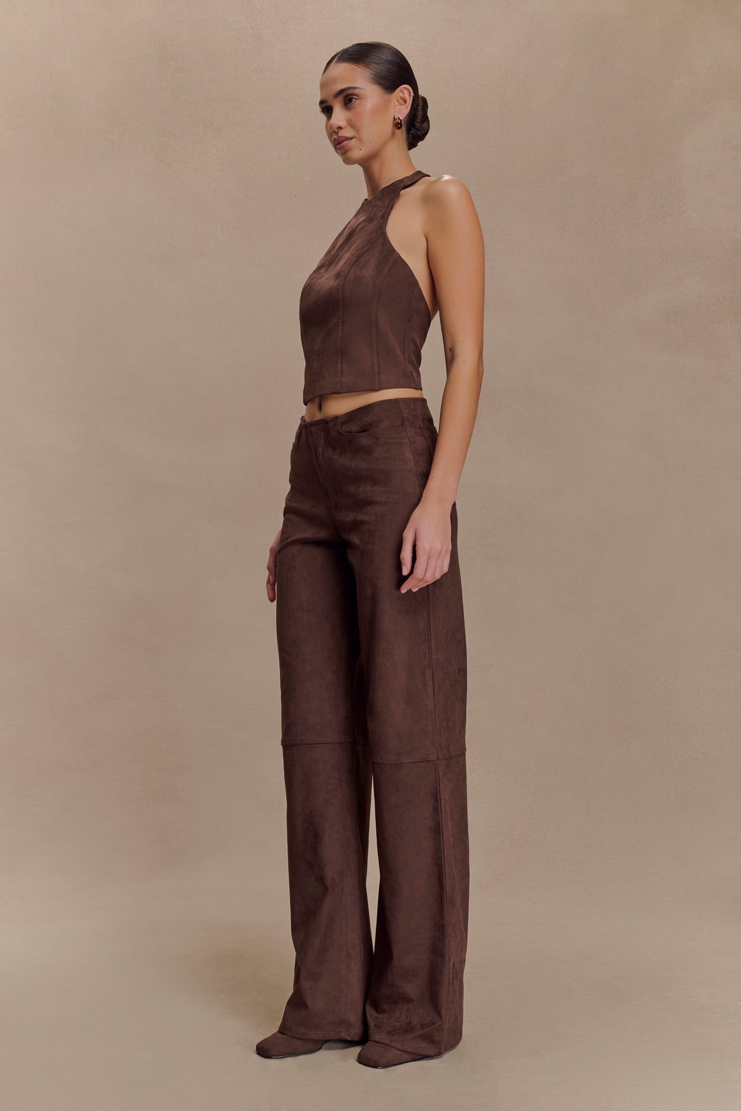 Halter en simili daim Logan - Chocolat noir