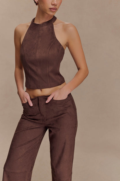 Pantalon Logan en similicuir - Chocolat noir