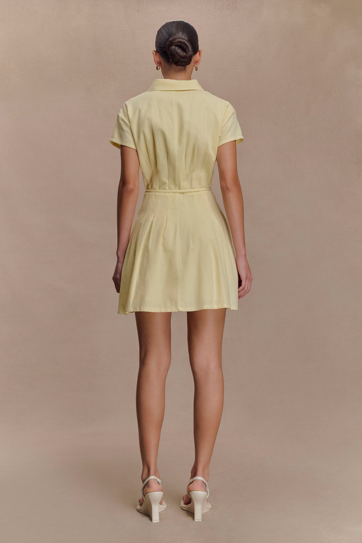 Mini-robe en lin à boutons Aysha - Citron