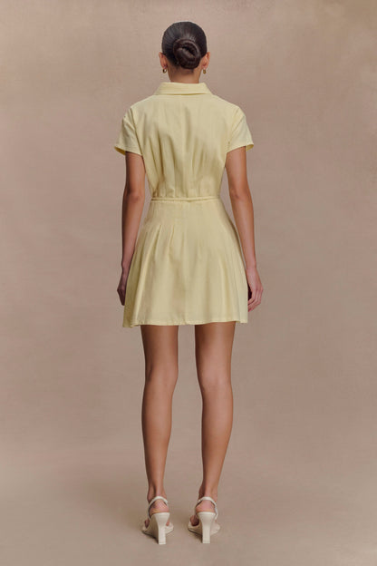Mini-robe en lin à boutons Aysha - Citron