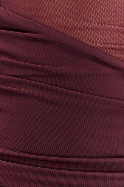 Mini-robe en maille à épaule dénudée Dallas - Brun-rouge