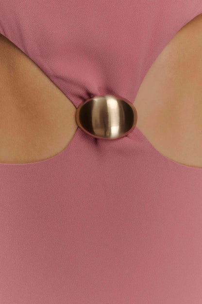 Robe midi en mousseline de soie Georgina - Rose brûlé