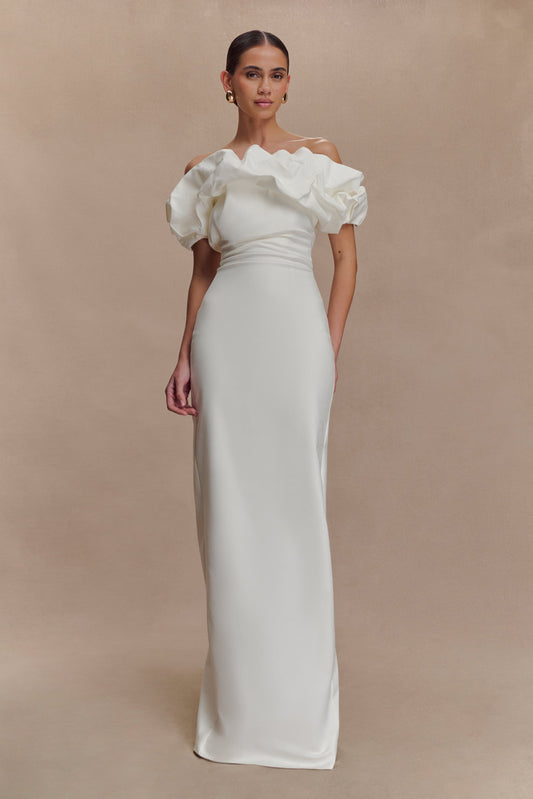 Robe Maxi Sculpturale Sariya - Blanche