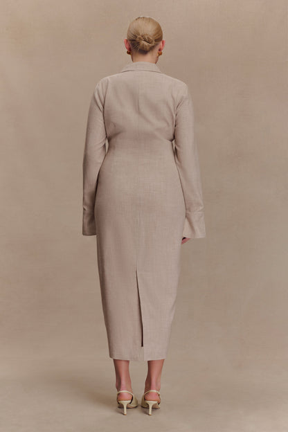 Robe midi Dorian à manches courtes, ajustée - Gris clair mêlé