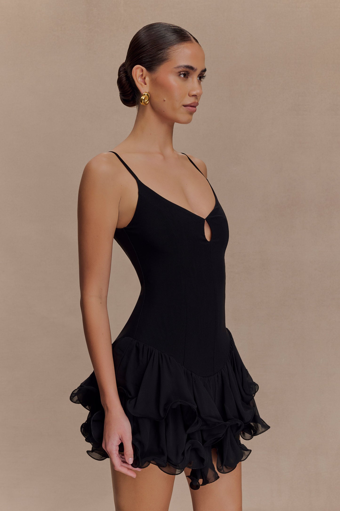 Mini-robe en tulle à volants Calantha - Noir