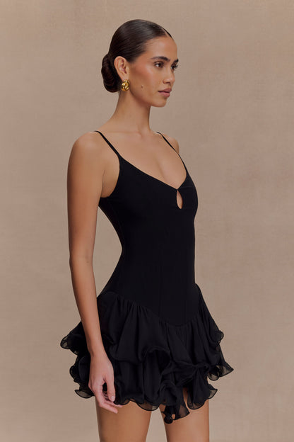 Mini-robe en tulle à volants Calantha - Noir