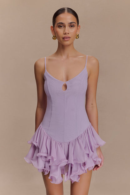 Mini-robe en tulle à volants Calantha - Lilas