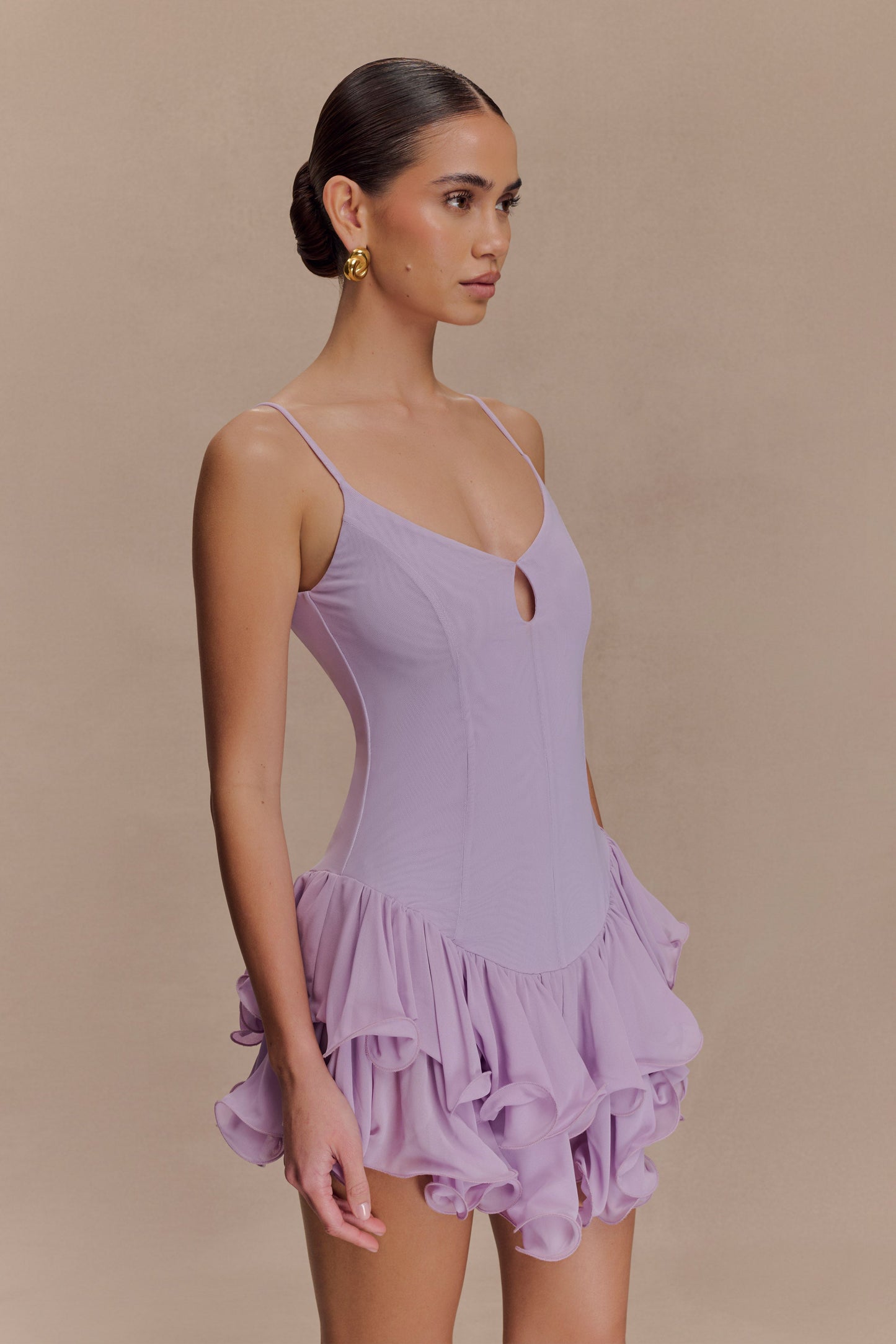 Mini-robe en tulle à volants Calantha - Lilas
