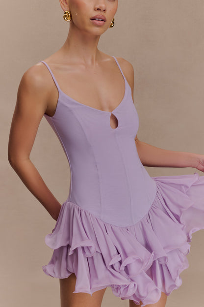 Mini-robe en tulle à volants Calantha - Lilas
