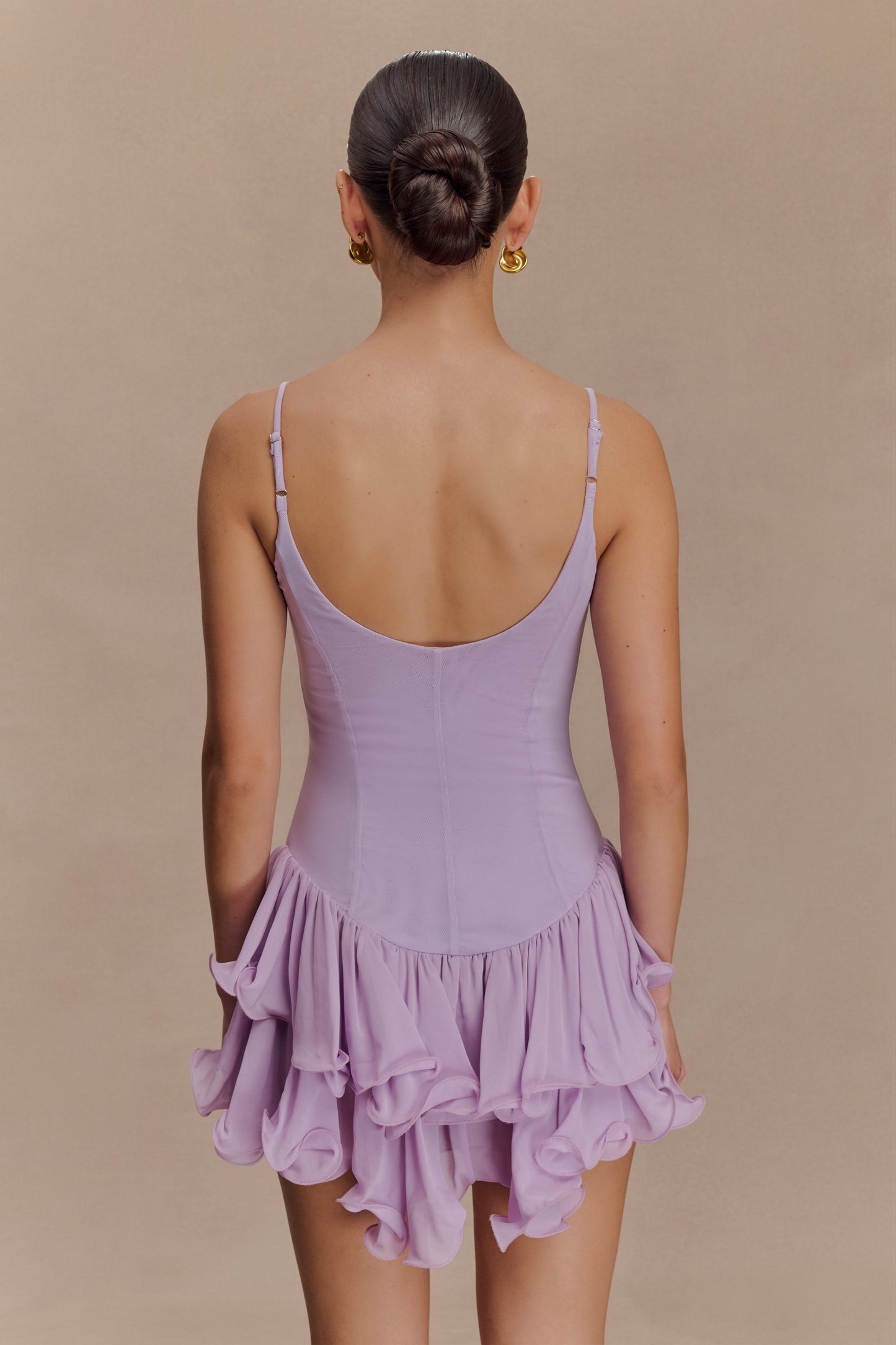 Mini-robe en tulle à volants Calantha - Lilas