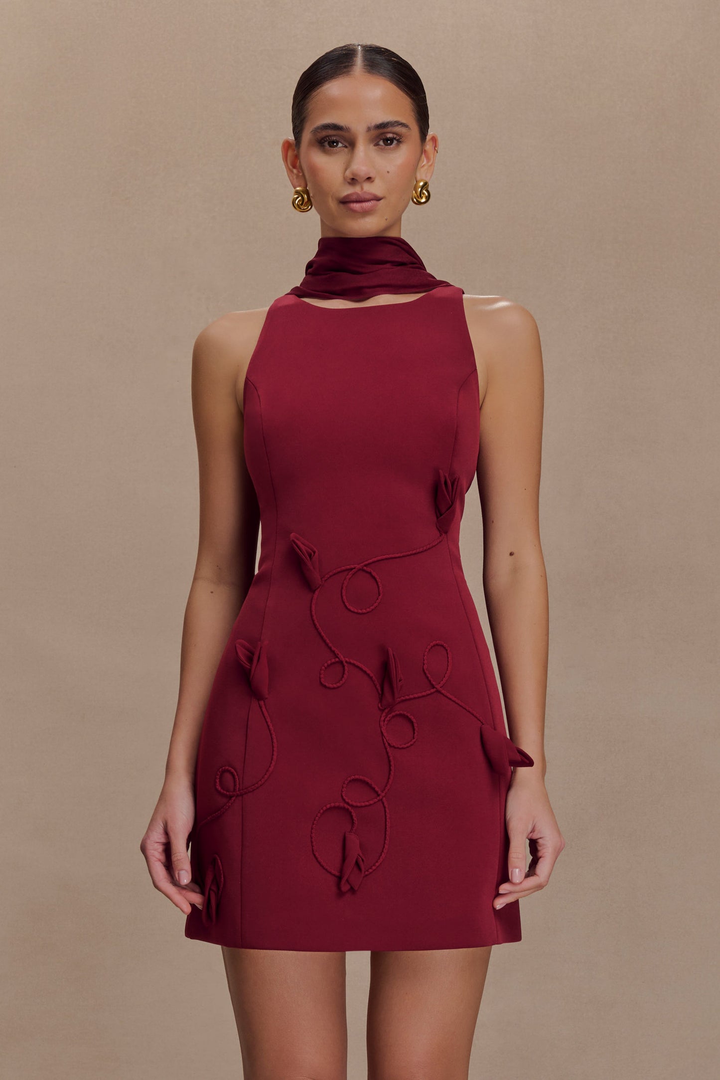 Mini-robe brodée Skyler Suiting - Vin rouge
