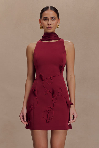 Mini-robe brodée Skyler Suiting - Vin rouge