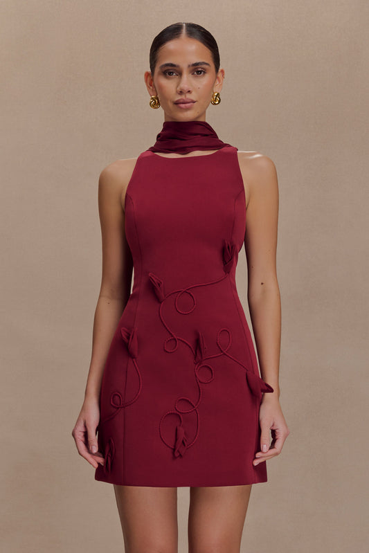 Mini-robe brodée Skyler Suiting - Vin rouge