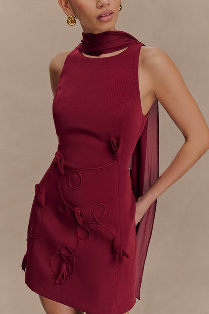 Mini-robe brodée Skyler Suiting - Vin rouge