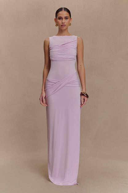 Henley Robe Maxi Dégradée et Fluide - Rose Poussière