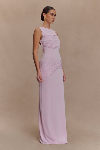 Henley Robe Maxi Dégradée et Fluide - Rose Poussière