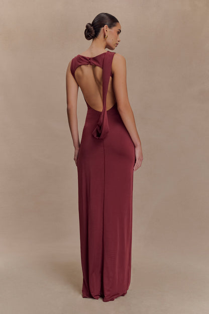 Robe Maxi Henley Slinky à drapé - Vin rouge