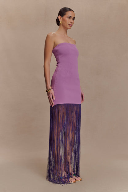 Koah Robe Maxi Tricot à Franges et Emmanchures - Violette