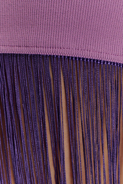 Koah Robe Maxi Tricot à Franges et Emmanchures - Violette