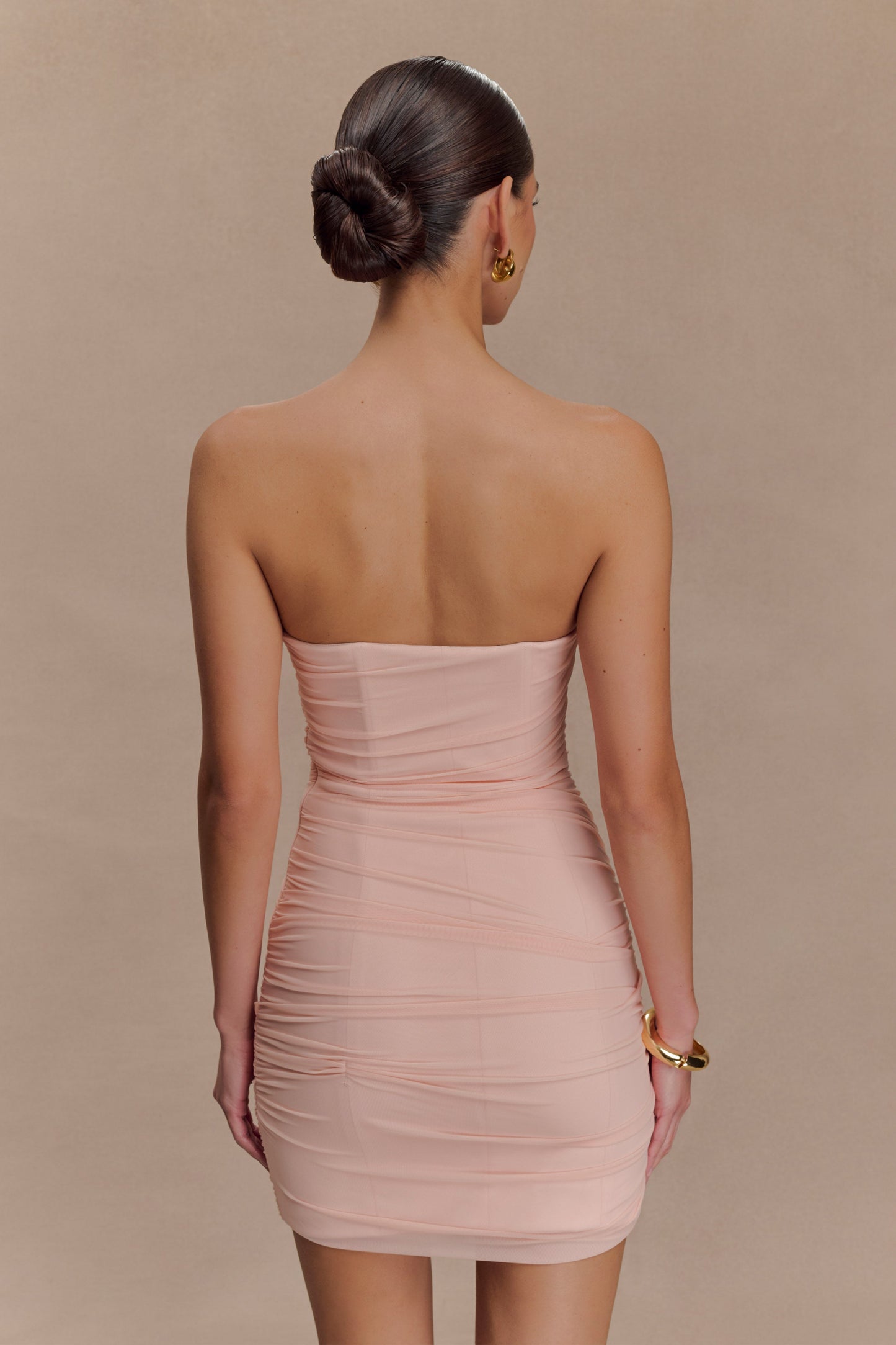 Jianna Mini-robe en maille sans bretelles - Rose poudré