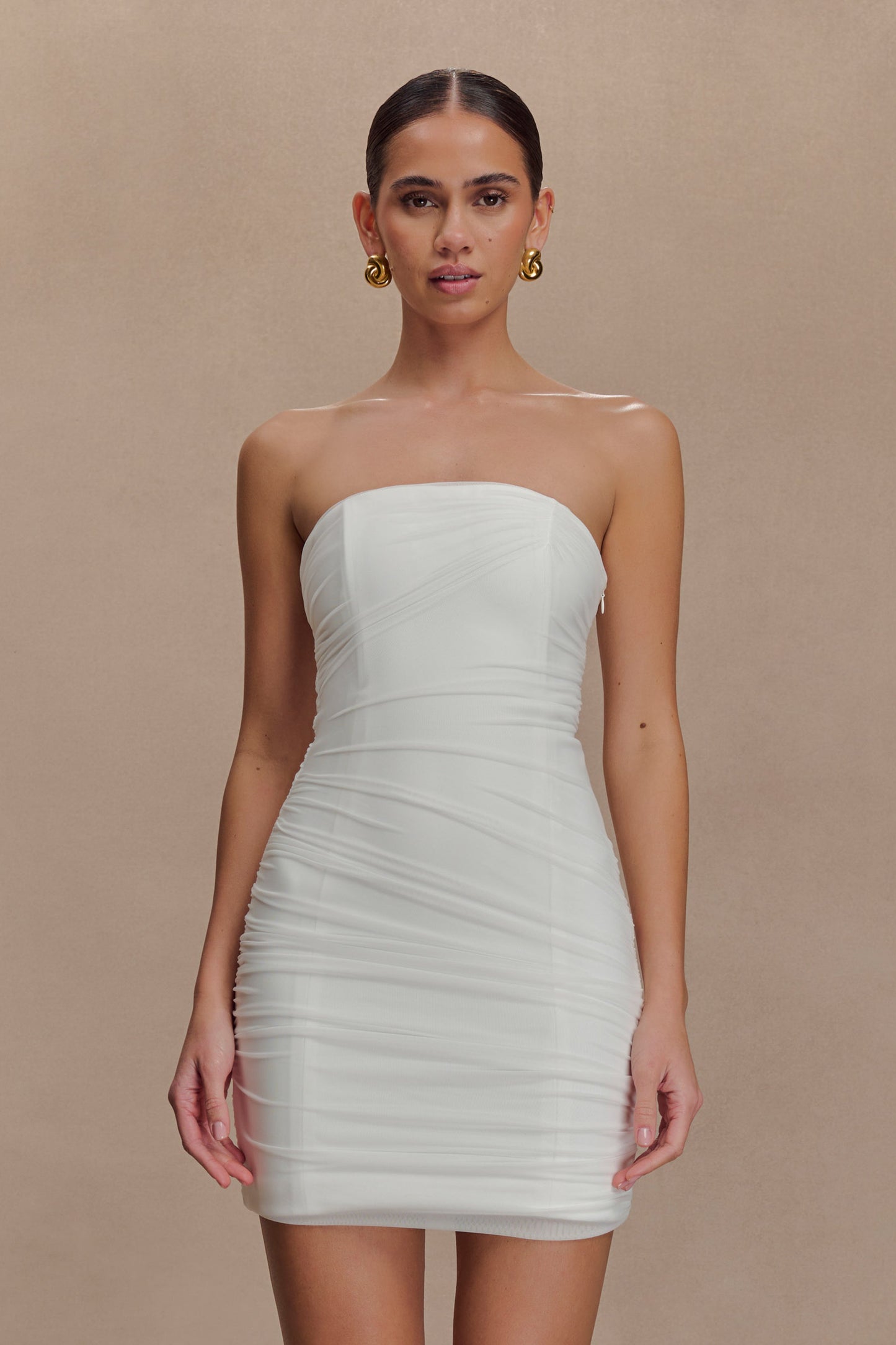 Jianna Mini-robe en maille sans bretelles - Blanc