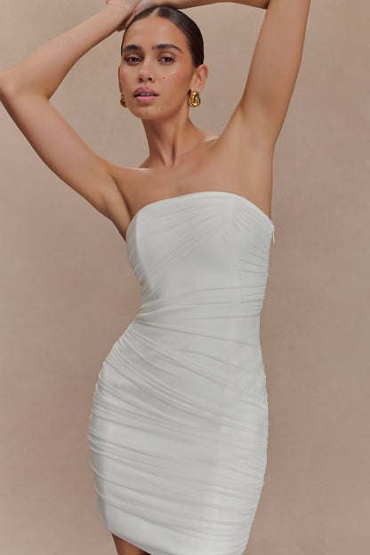 Jianna Mini-robe en maille sans bretelles - Blanc