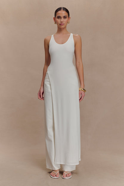 Haut Ellerie à dos nageur et longueur allongée - Blanc