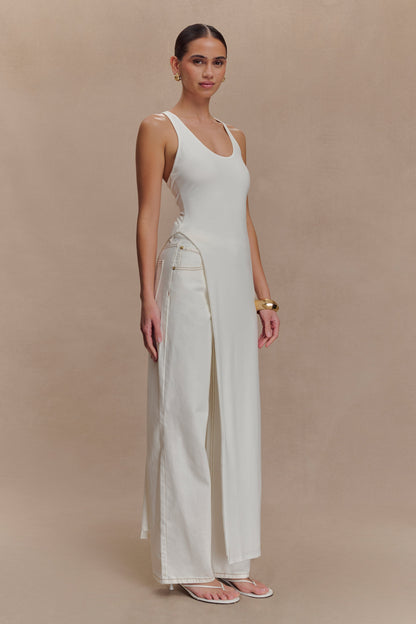 Haut Ellerie à dos nageur et longueur allongée - Blanc