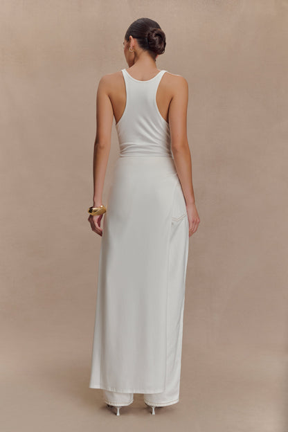 Haut Ellerie à dos nageur et longueur allongée - Blanc