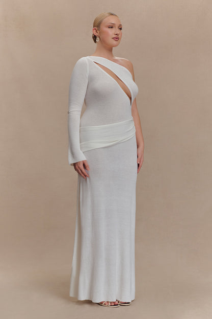 Robe Maxi Tricotée à Une Épaule Alexius - Ivoire