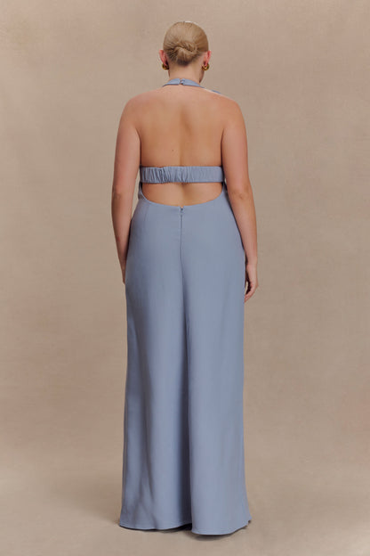 Robe Maxi en Lin Carolyn - Bleu Cendré