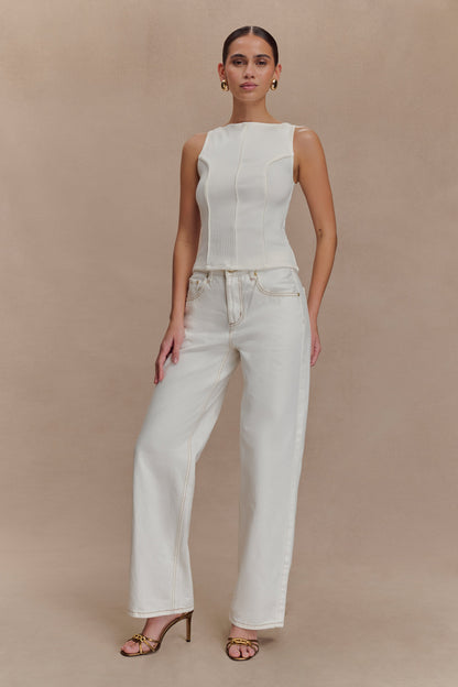 Haut sans manches à panneaux Coraline - Blanc