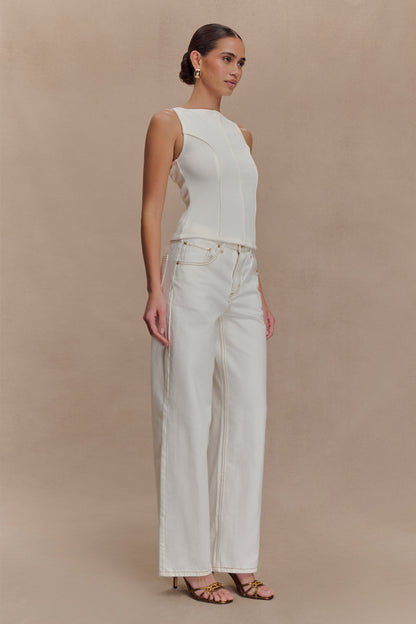 Haut sans manches à panneaux Coraline - Blanc