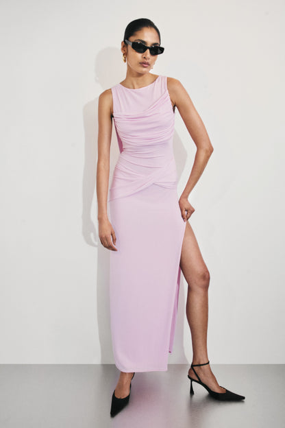 Henley Robe Maxi Dégradée et Fluide - Rose Poussière